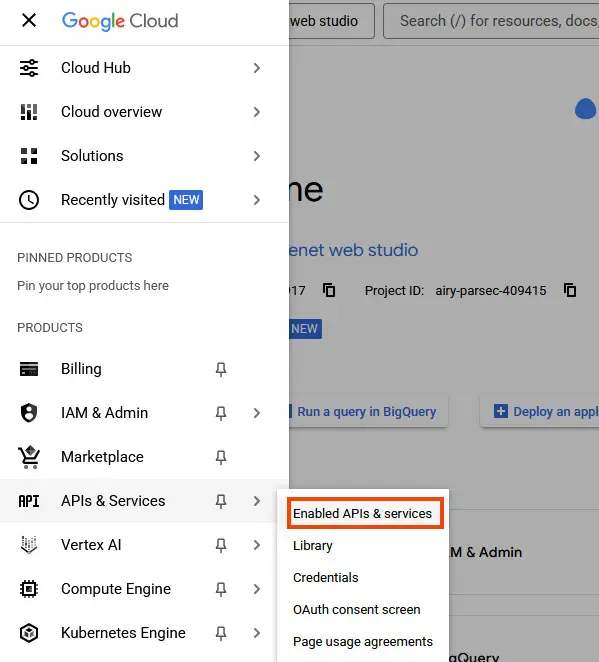 Enable APIs & Services