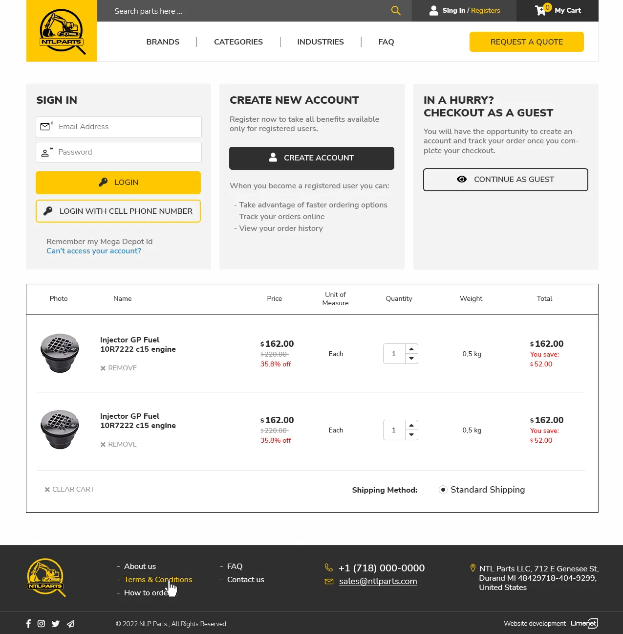 Макет кошика NTL Parts