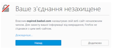 Google Chrome і Mozilla Firefox попереджають: Ваше зєднання незахищене!